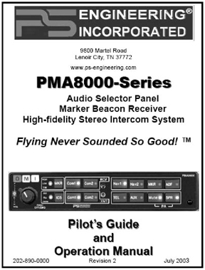 PMA8000 Audio Panel Manual